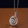 Silver Spiral Swirl Round CZ Pendant Necklace Multi Layer Pave Crystal Box Chain Women Wedding Fashion Jewelry