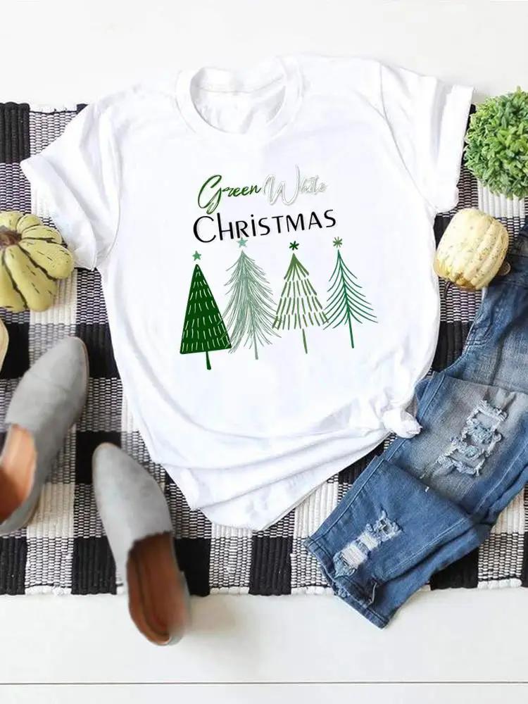 

Letter Style Cute Print Fashion New Year Women T Shirt Top Merry Christmas Clothes Short Sleeve Tees Clothing Graphic Tshirts 4XL
