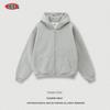 American Street Pure Color Loose Velvet Padded Hooded Sweatshirt Men and Women 2024 Autumn and Winter Fashion Brand Knitting Sports Zipper Outwear