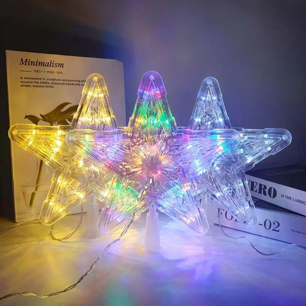 Warm/Colorful/White Light Christmas Tree Star Topper Luminous Star Light  New Year Celebration
