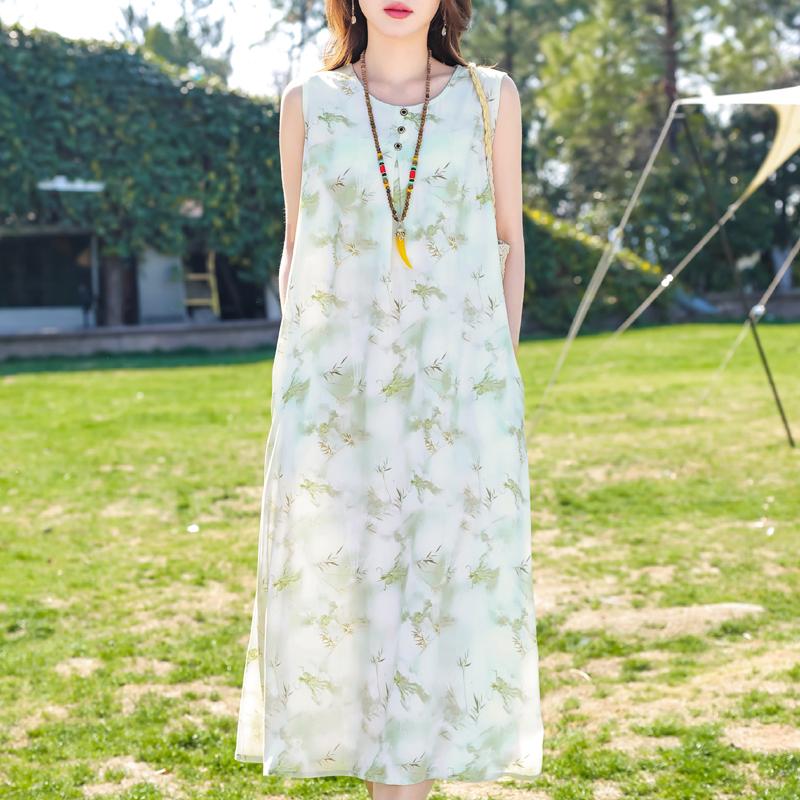 Plus Size Women's Elegant Dresses Loose Summer Sleeveless Dress Female Vintage Clothes