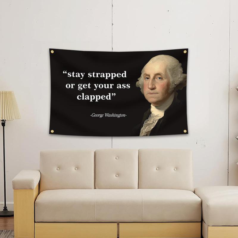George Washington Fun Quotes Tapestry Vintage Portrait Wall Hanging Bedroom Living Room Bar Home Decor