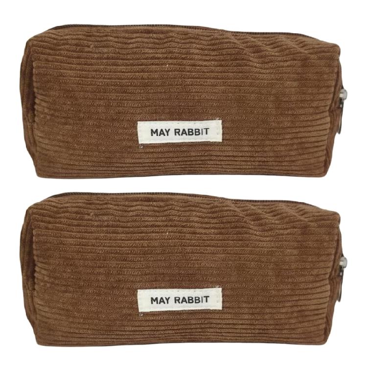 Large Capacity Pen Case Corduroy Pen Pouches Multifunctionnal Pencil Case Travel Cosmetic Storage Bag for Girl Women коричневый