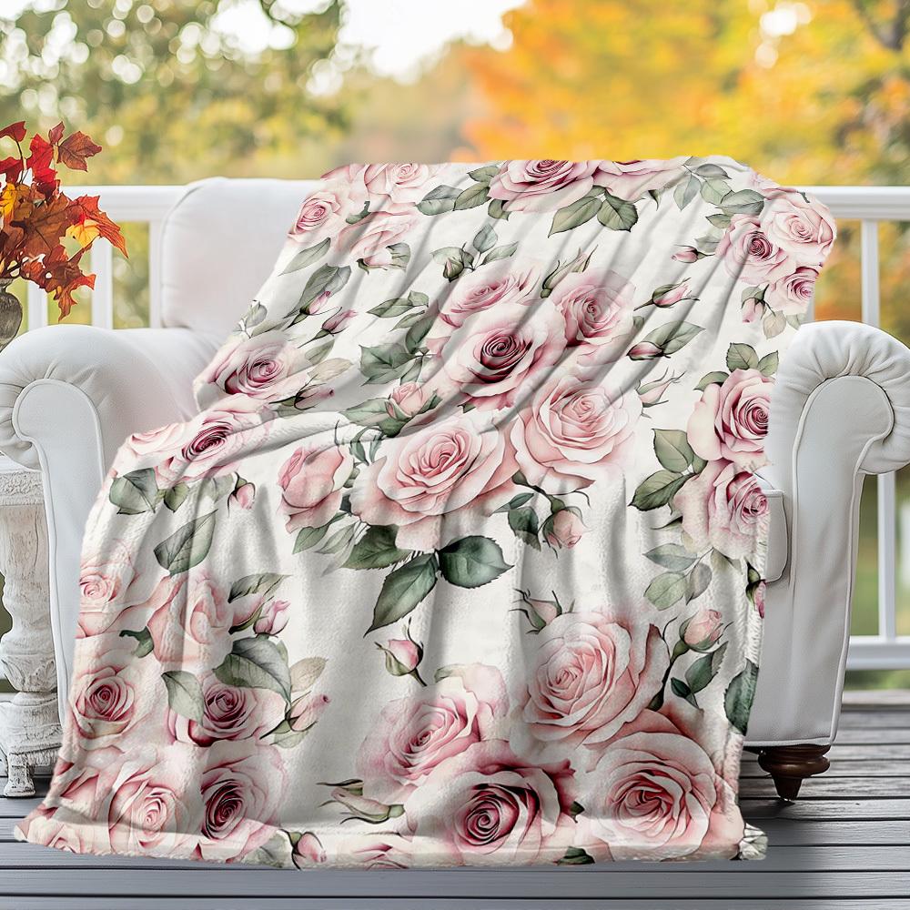 Rosenblumen-Outdoor-Flanell-Decken, Outdoor-Reisen, Heimdecken, Fan-Geschenke, Geeignet für alle Jahreszeiten, Weihnachtsgeschenke. R1127046