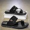 Factory straight hair Guangdong flip-flops summer wear non-slip men's slippers beach Korean version men's cold slippers