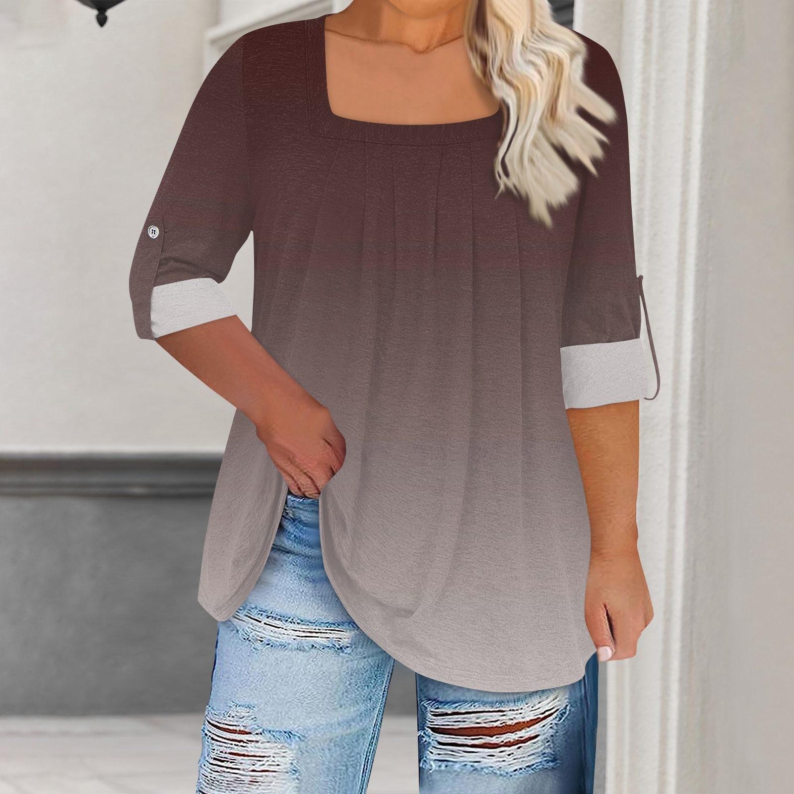 

Женская футболка с принтом, длинные рукава реглан, базовый квадратный топ стандартного размера для повседневной моды XL кофейный