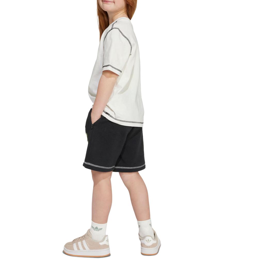 adidas Originals Casual Sportswear SHORT TEE SET 2 Piece Set White/Black Children Aged 3 7 Years Old JX5259
