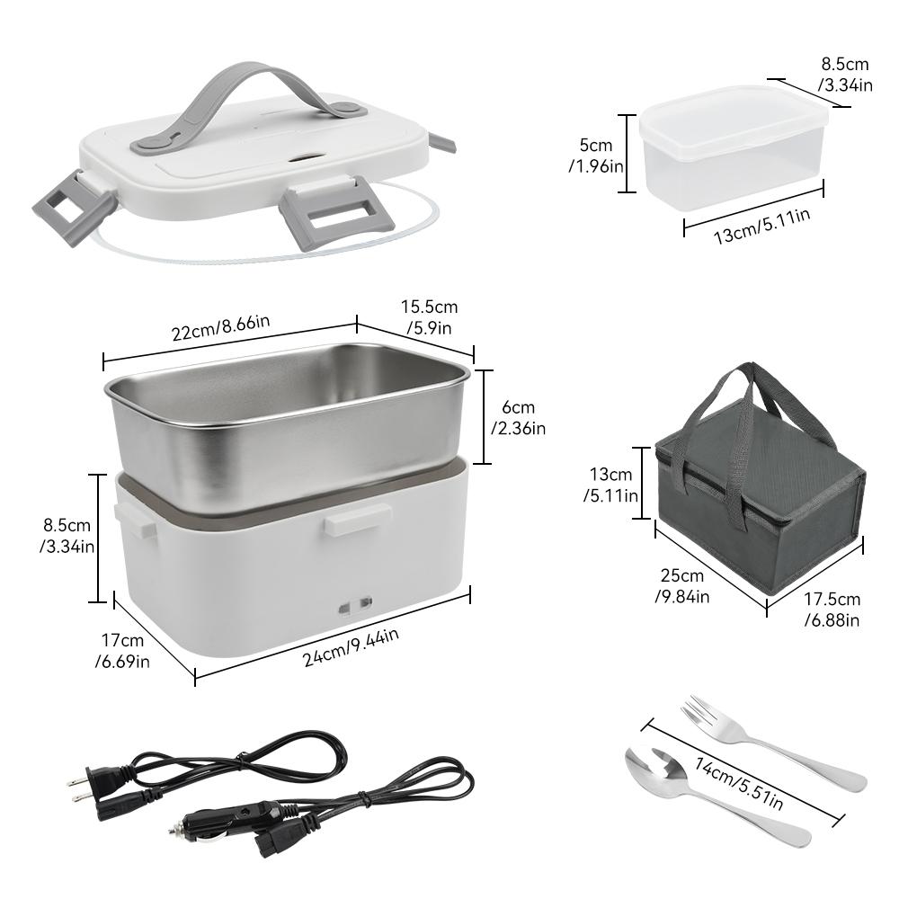 

New Electric Lunch Box Portable Food Heater Bowl 1.8L for Car Truck Homes Offices Dining Box Microwave Oven EU US Plug EU сірий білий колір
