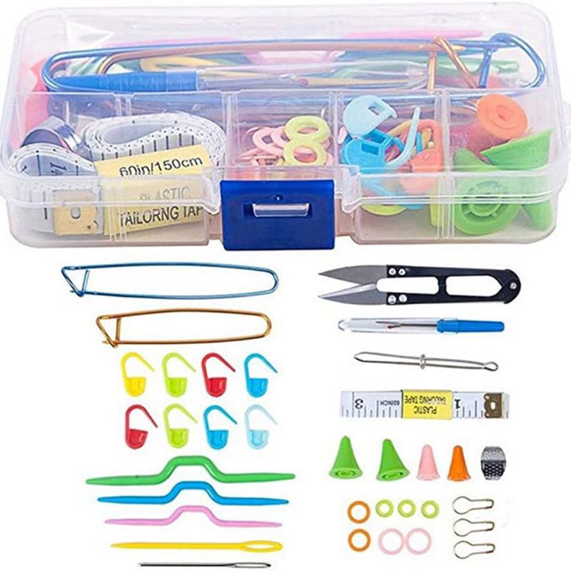 1Set Crochet Marker Kit With Big Eye Plastic Needles Stitch Marker Ring Crochet Clips U Shape Needles For Sewing Work