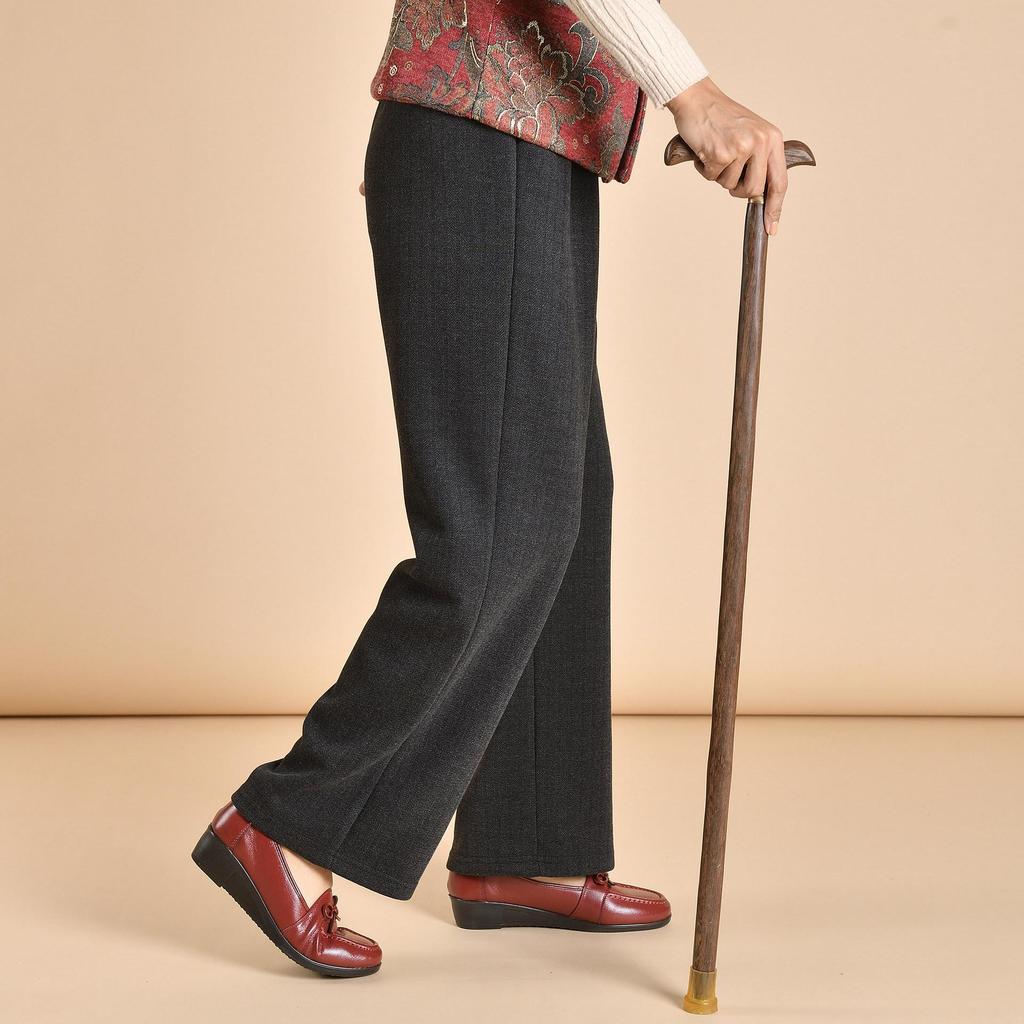 Chic Grandma Plus Size Woolen Pants, Fleece-Lined for Autumn/Winter 