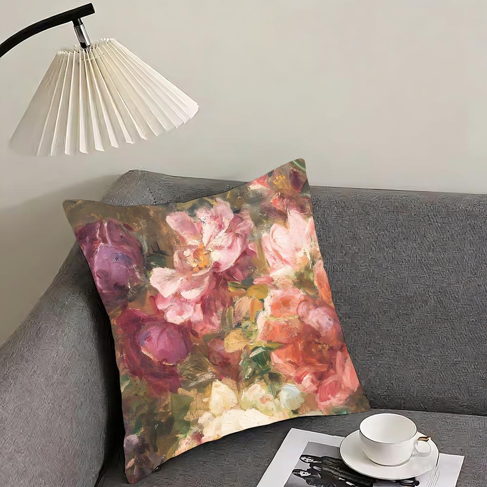 

Oil Painting Luxury Cushion Cover Pillowcase Ultra Soft Skin Friendly Fabric Cloud Like Comfort Concealed Zipper 30x30cm