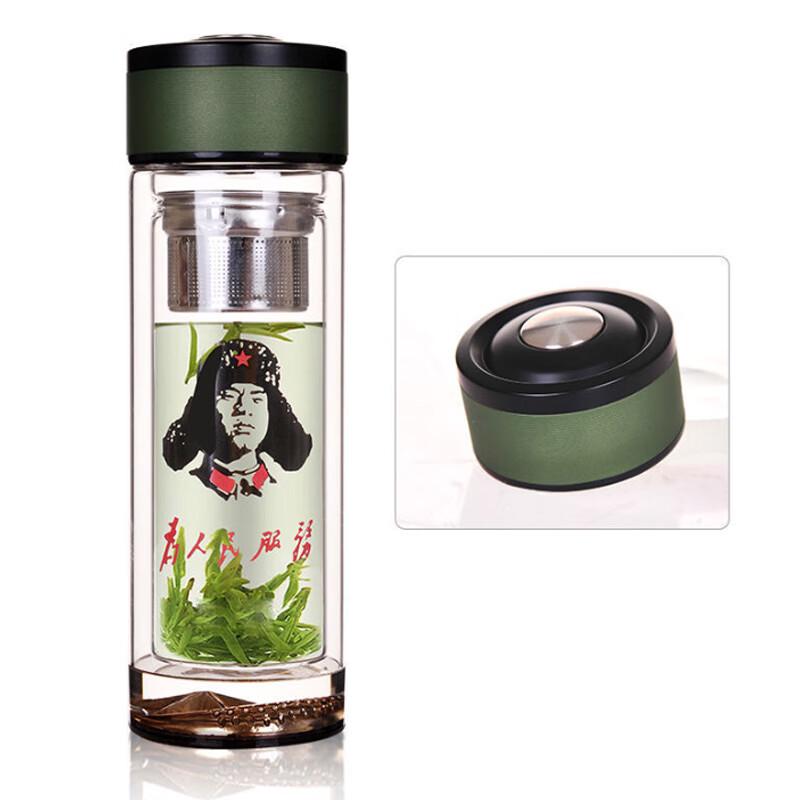 Senhao Retro Insulated Glass Teacup with Slogans