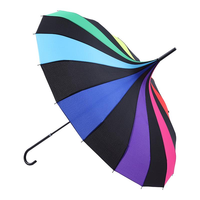 

Новый зонт с длинной ручкой, зонт-пагода Rainbow, креативный зонт 16k, свадебный зонт на шесте, зонт двойного назначения с защитой от ультрафиолета от непогоды и дождя 56cm*16k