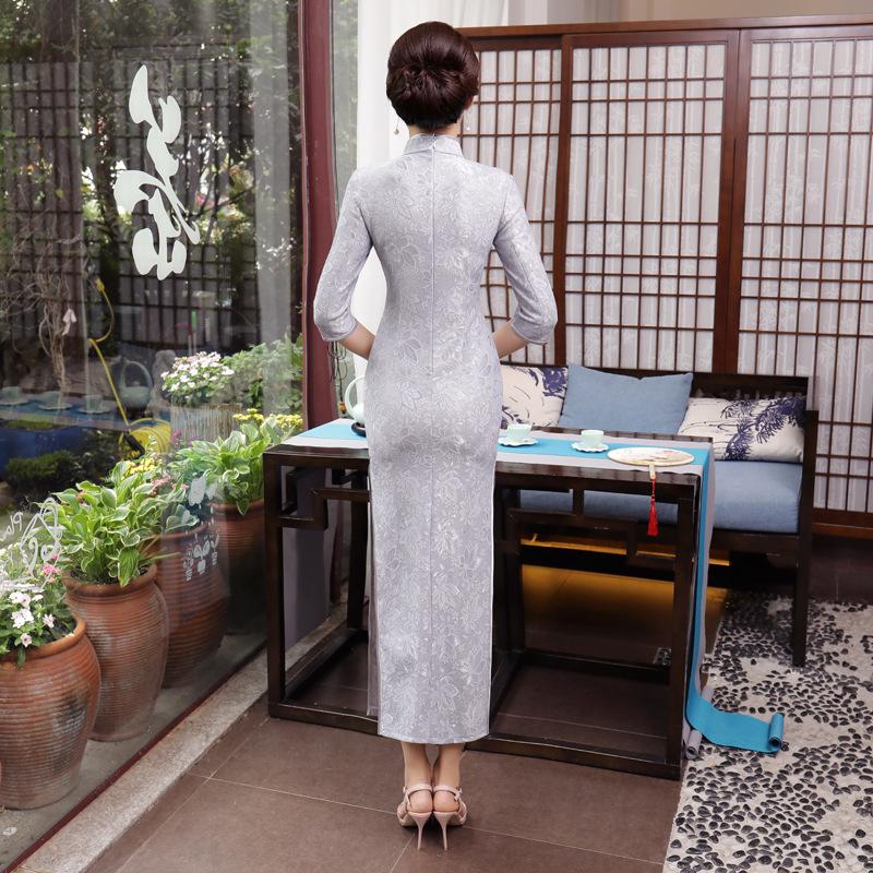 Autumn and winter long cheongsam dress large size daily banquet retro improved performance clothes Chinese style