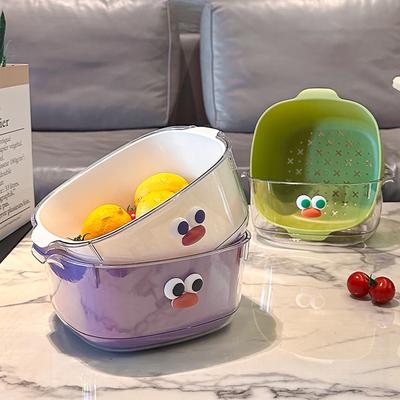 Coș de scurgere mini creativ drăguț îngroșat cu strat dublu, coș de depozitare multifuncțional pentru fructe și gustări de uz casnic, accesorii de bucătărie