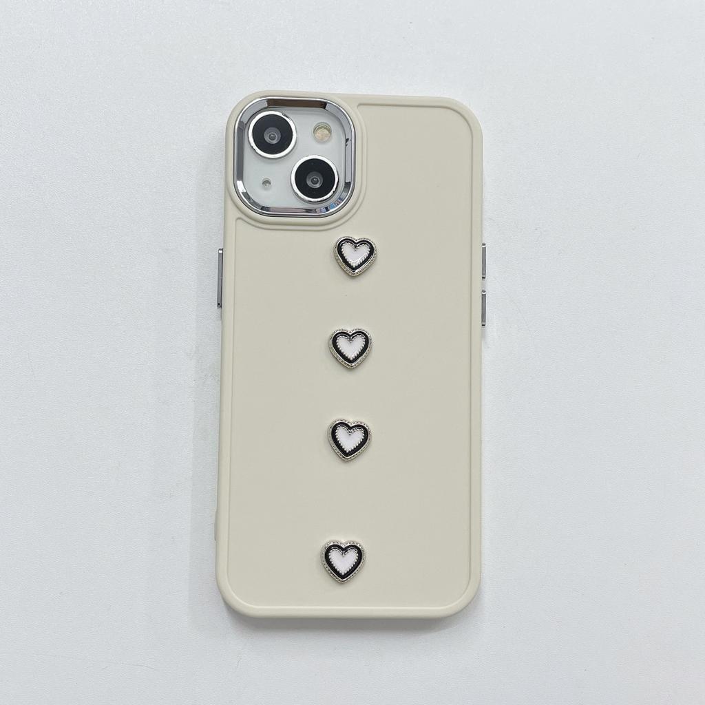 Odpowiedni dla Dla Apple 16PRO Prosty Mały Miłość Metalowa Ramka na Zdjęcie Etui na Telefon Komórkowy dla Iphone7P/XR Brązowe Etui Ochronne