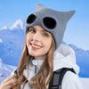 Plush Lining Winter Beanie Windproof Skullies Hat Fashion Knitted Goggles Hat  for Women