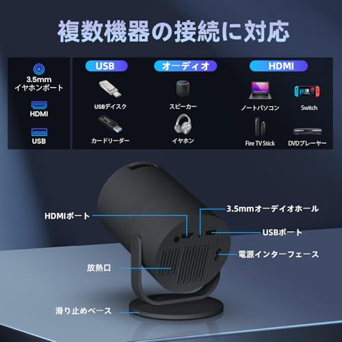 YINCODI Home Projector [Industry's First Ultra-Compact and Lightweight Projector with Android TV and 270° Rotation] Compact Projector, 25000lm, 1080P