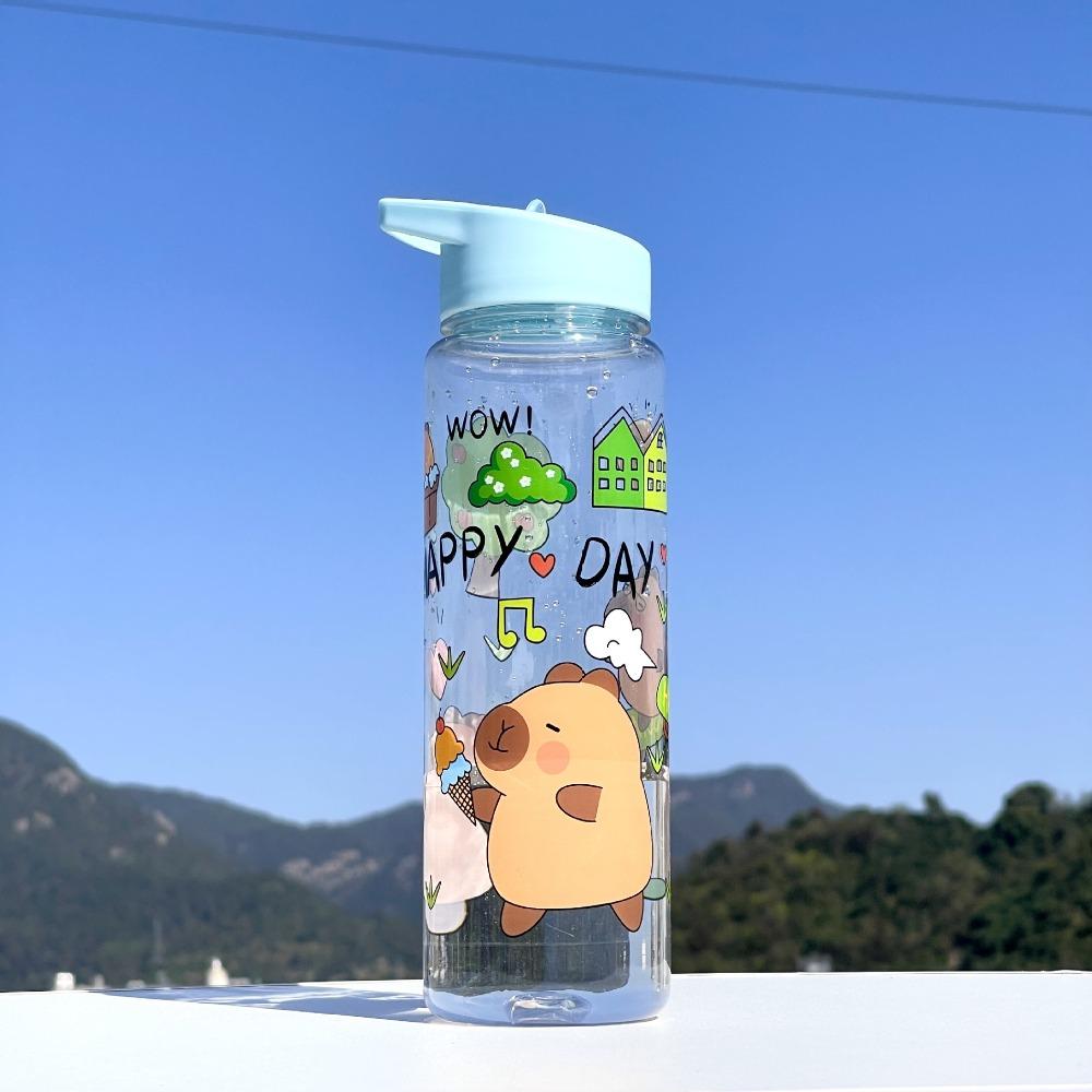 Capybara Printed Straw Cup Portable Sports Cup Creative Water Bottle  Outdoor Travel