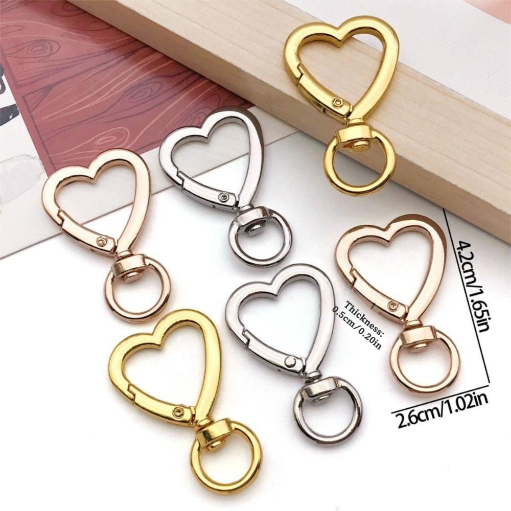 Alloy Material Heart Spring Gate Rings Heart Shape Rotation Design Openable Keychain Openable Feature Snap Closure