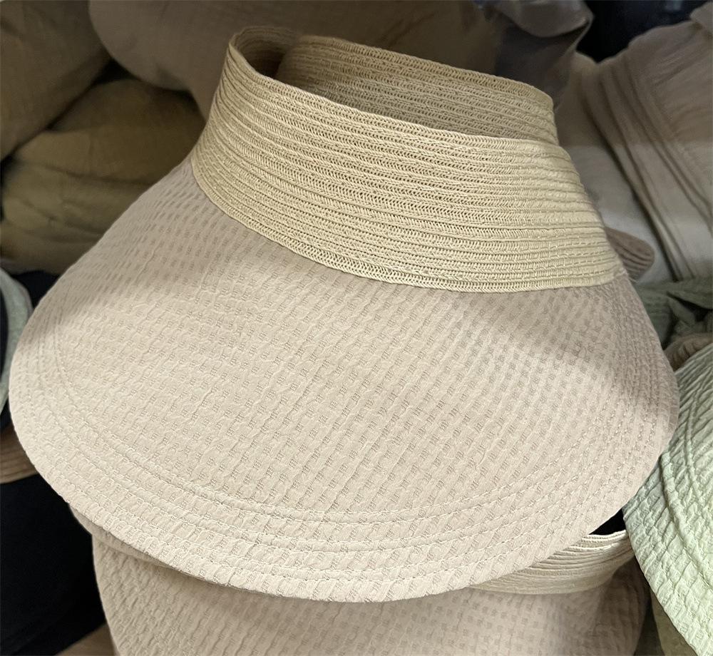 

Spring and summer new sunscreen, sunshade, empty top hat, women s travel shopping, casual wide-brimmed face-covering hat, versatile Adult (56-58cm) світлого кольору хакі