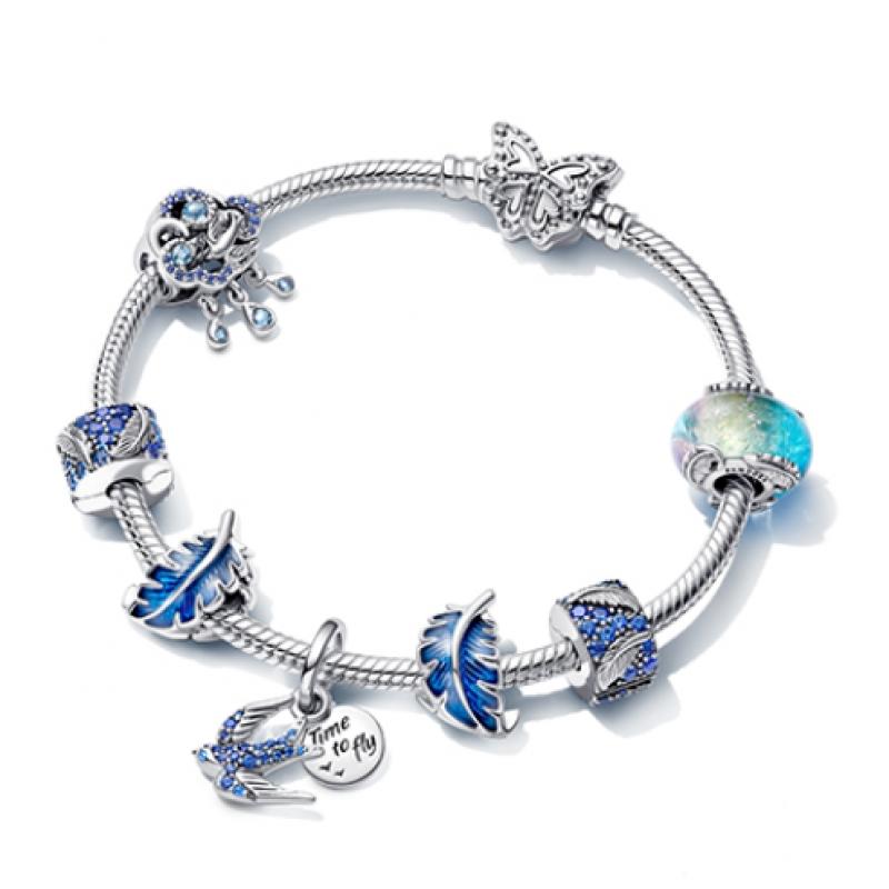 Pandora Blauer gebogener Federn-Anhänger 792576c01