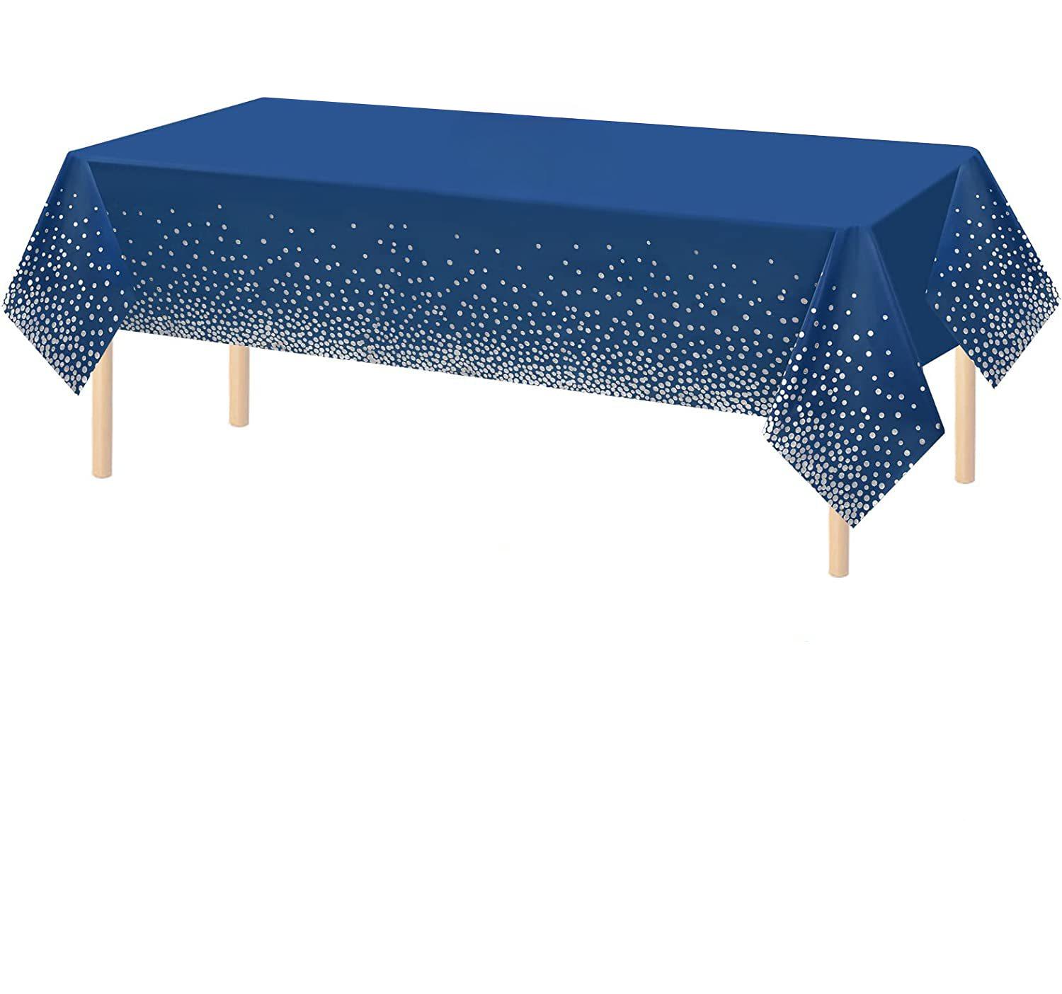 

Disposable Table Blue Gold Rectangular Minimalist Polka Dot Tablecloth Household Holiday Party Cloth Gold Banquet Decoration 137x274cm