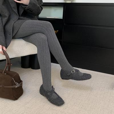 Late Evening Wind Retro Flat-bottomed Velvet Niche Mary Jane Shoes Women's 2025 Winter Velvet Cross-strapped Fluffy Shoes Outer Wear