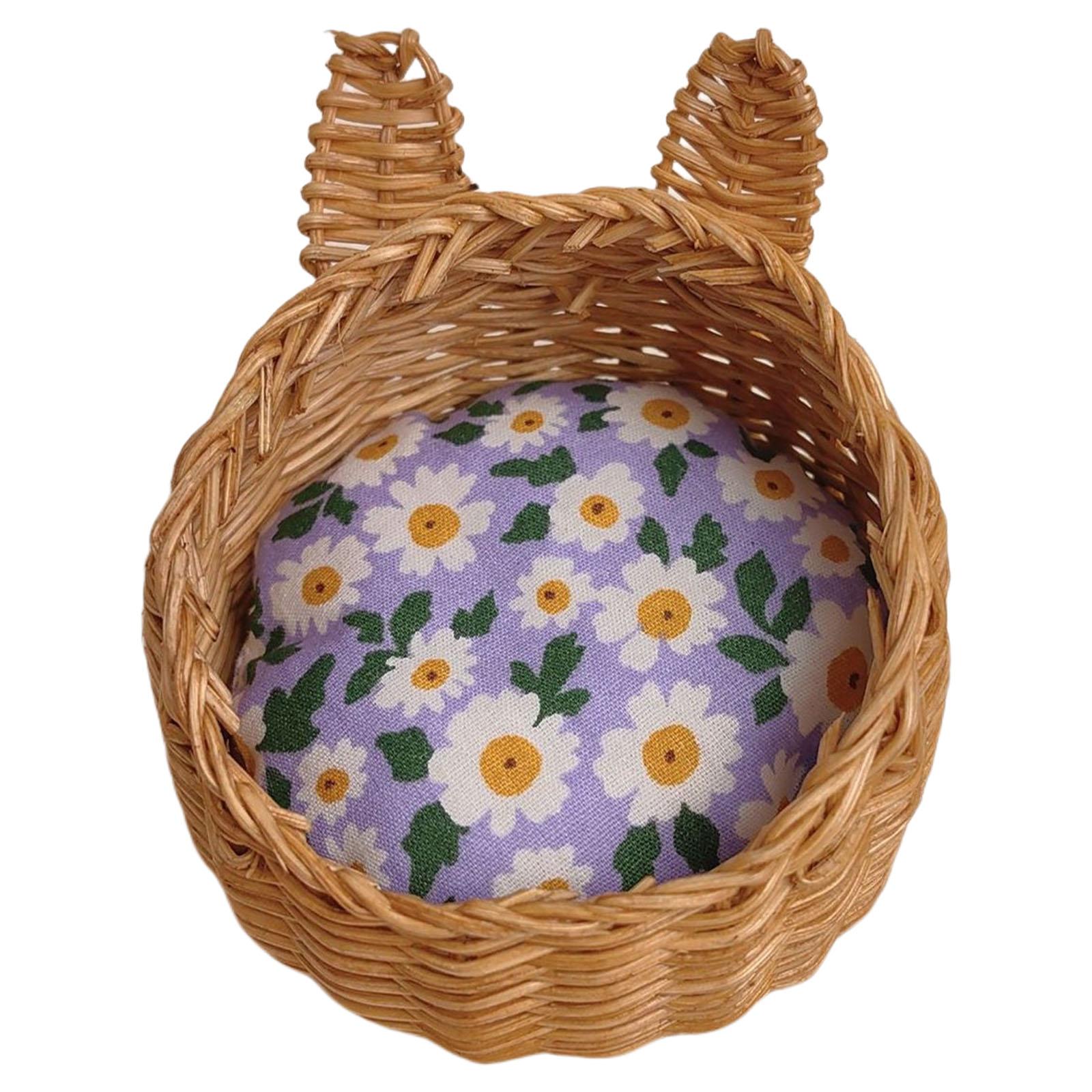 

Miniature Dollhouses Woven Pet Bed Basket 1/12 Scale for Dollhouses Playset Dog Bed Punnet Rattan Punnet 4