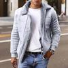 Men Winter Coat Zipper Fleece Solid Color Thick Turn-down Collar Keep Warm Casual Plus Size Long Sleeves Retro Outdoor Coat for Motocycling
