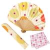 Stylish Folding Business Fan Fan and Handkerchief Large Chrysanthemum [Osaka Choseido] Women's Fan, Bag, Case, Set, (Yellow)