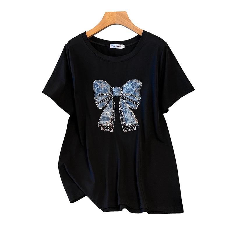 Women's Plus Size Mid-Length Round Neck Short-Sleeve T-Shirt (Sizes up to 350 lbs)