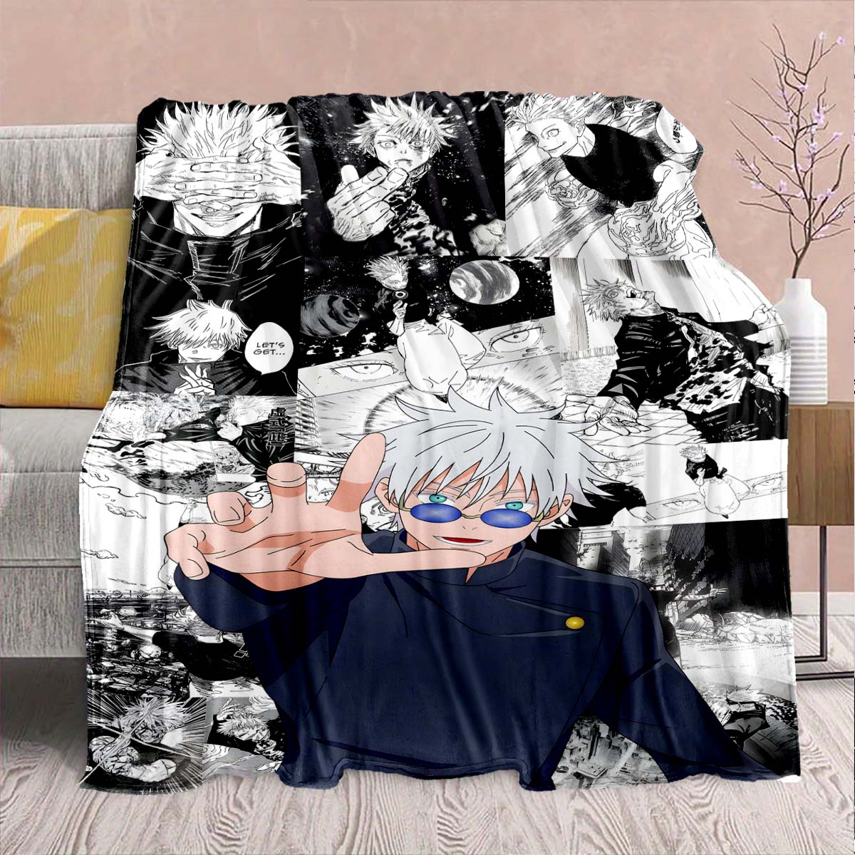

Jujutsu Kaisen Flannel Lounge Blanket Warm Soft Cozy Throw Lightweight Sofa Bed Home Decor -QJY 75x90cm