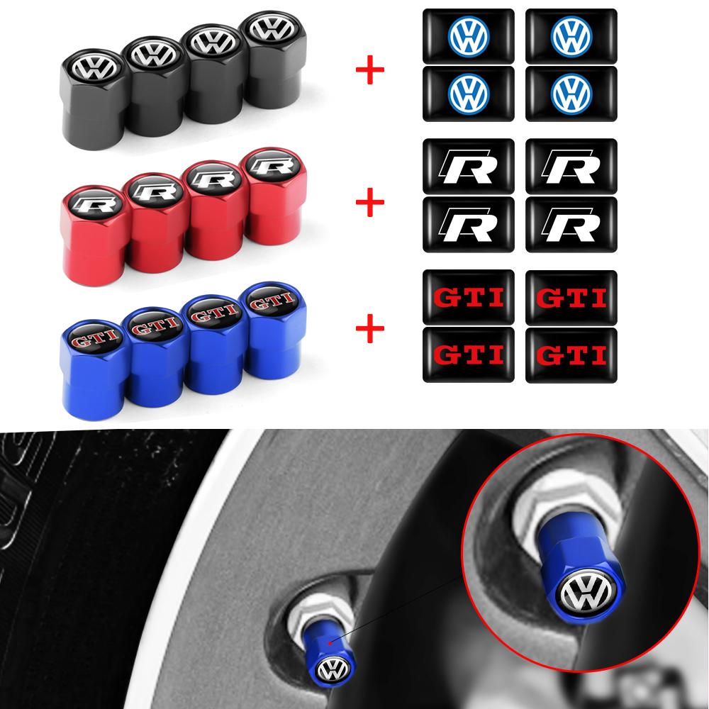 Car Metal Wheel Tire Valve Caps 3D Epoxy Badge Interior Sticker For VW R Polo Passat B5 Golf 4 5 6 Tiguan Jetta GTI Taigo T-ROC