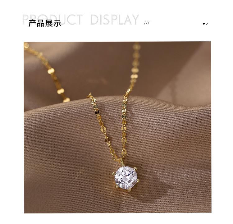 Korean Style Diamond Zirconia Clavicle Necklace for Women - Retro Fashion, Simple & Trendy Ornaments