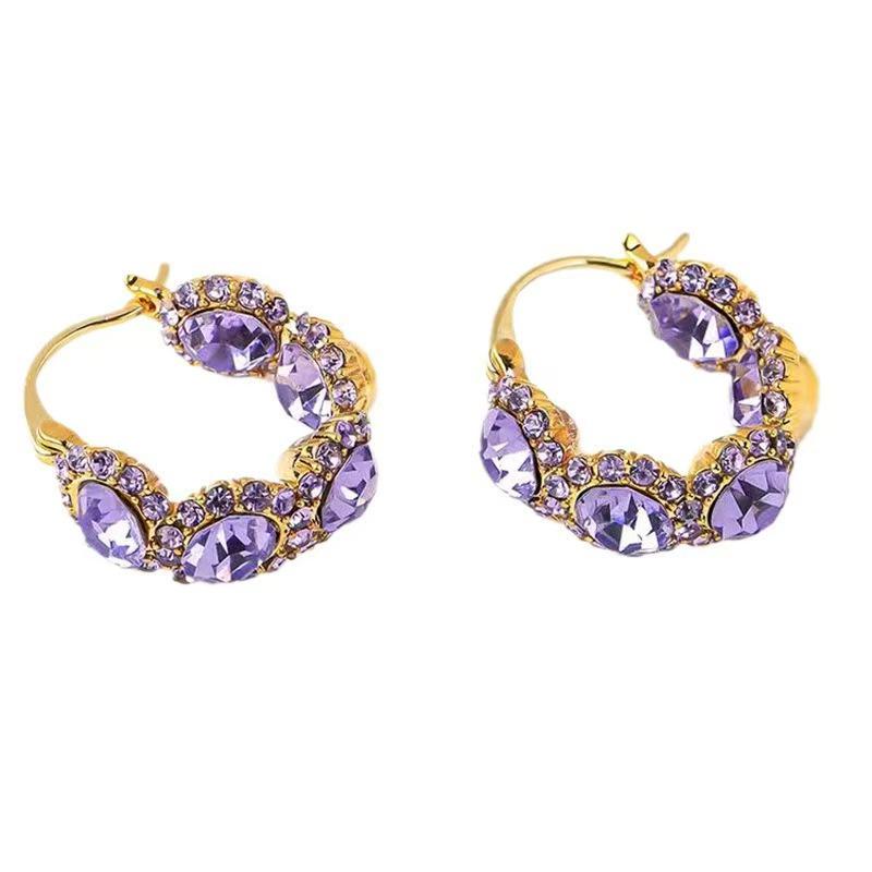 

Роскошные фиолетовые серьги-кольца с бриллиантами - Женский уникальный дизайн, универсальные и элегантные фиолетовый