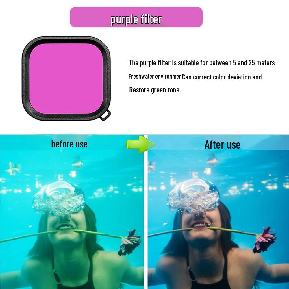 GoPro Hero 9-13 Waterproof Housing Three-Color Filter Lenses - Diving Accessories