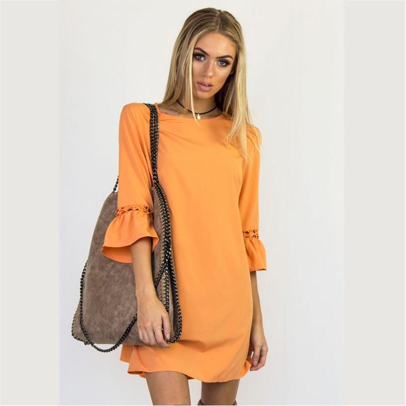 

Осеннее платье с кружевной вставкой и конфетным цветом, женская одежда, повседневное платье с рукавом средней длины Tag M=US XS оранжевый