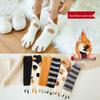 Women's Mid-Calf Coral Fleece Socks: Half-Sided Fleece, Cat Paw Design, Cute & Cozy for Autumn/Winter