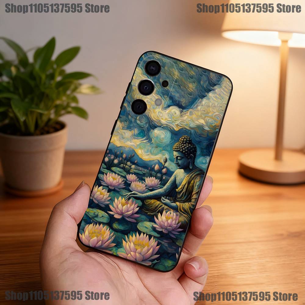 Buddha Art Pattern Phone Case For Samsung S25,S24,S21,S22,S23,S30,Ultra,S20,Plus,Fe,Lite,5G Black Cover