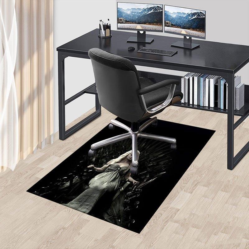 1pc Fire and Blood Office Carpet Chair Mats, Home Decor Mat Fantasy Theme Mat Durable Mat, Dragon Decor,Suitable for fantasy theme lovers