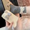Three-Dimensional Plush Kitten Stacking Socks Korean Sweet Plaid Medium Tube Socks Bow Decorative Soft Waxy Socks