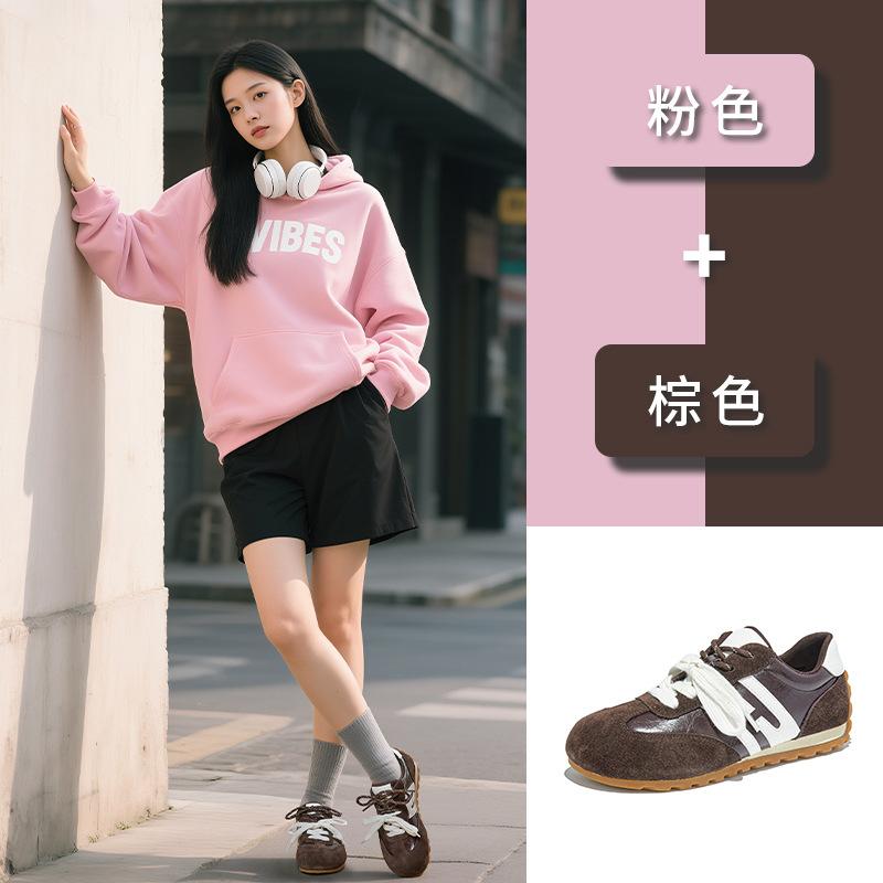 Leather Retro German Training Shoes Women's 2025 Autumn New Lightweight Casual Versatile Racing Shoes Flat Sports Women's Shoes Trend
