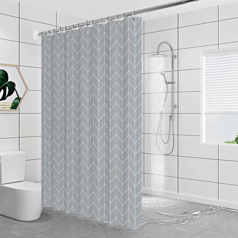Handun Striped Waterproof PEVA Shower Curtain Set