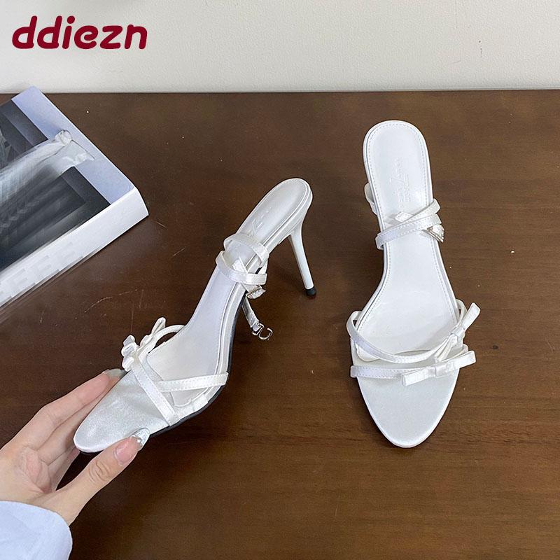 Fashion Fashion Butterfly-Knot Party Ladies High Heels Sandals Shoes Female Pointed Toe Footwear Ankle Buckle Women Heeled Sandals Shoes