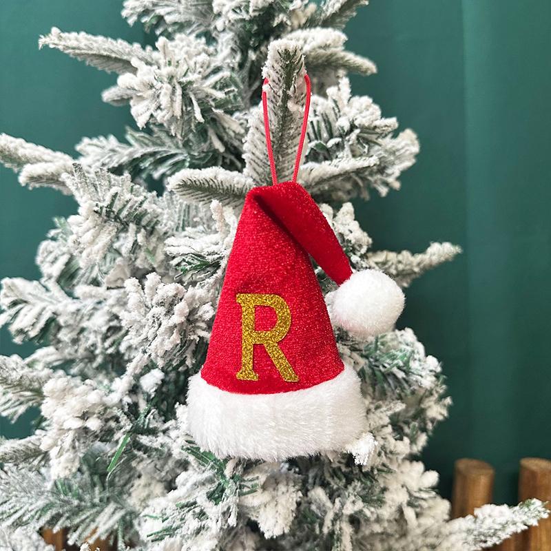 Mini Letter Christmas Hat Christmas Tree Pendant Decorations Hanging Ornament Cute Plush Velet Santa's Hat Christmas Home Decor