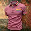 Men's Casual Polo Shirt Short Sleeve Gradient Print Classic Fit Button Down Collar Soft Breathable Fabric Top