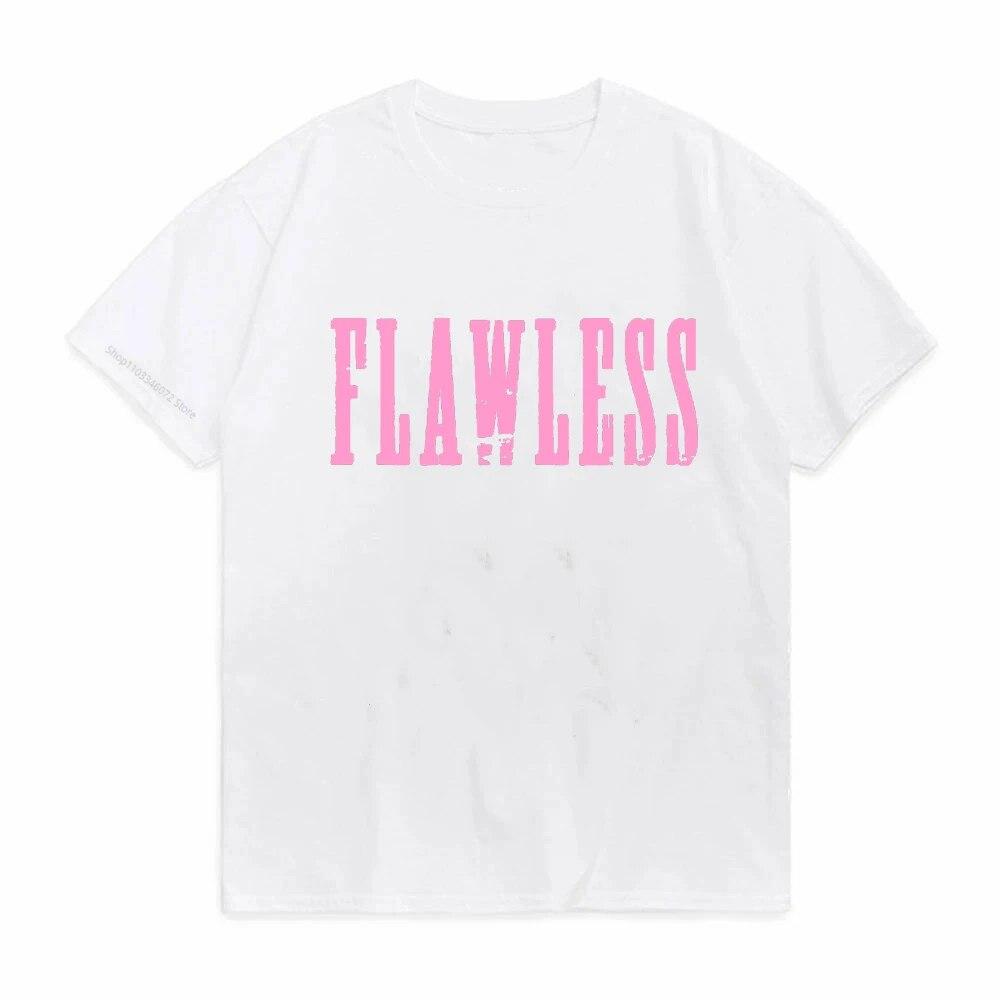 Hohe Qualität 100% Baumwolle Flawless brief Drucken T Shirt Frauen Oansatz Harajuku Streetwear Hoodies Pop Y2k Tops