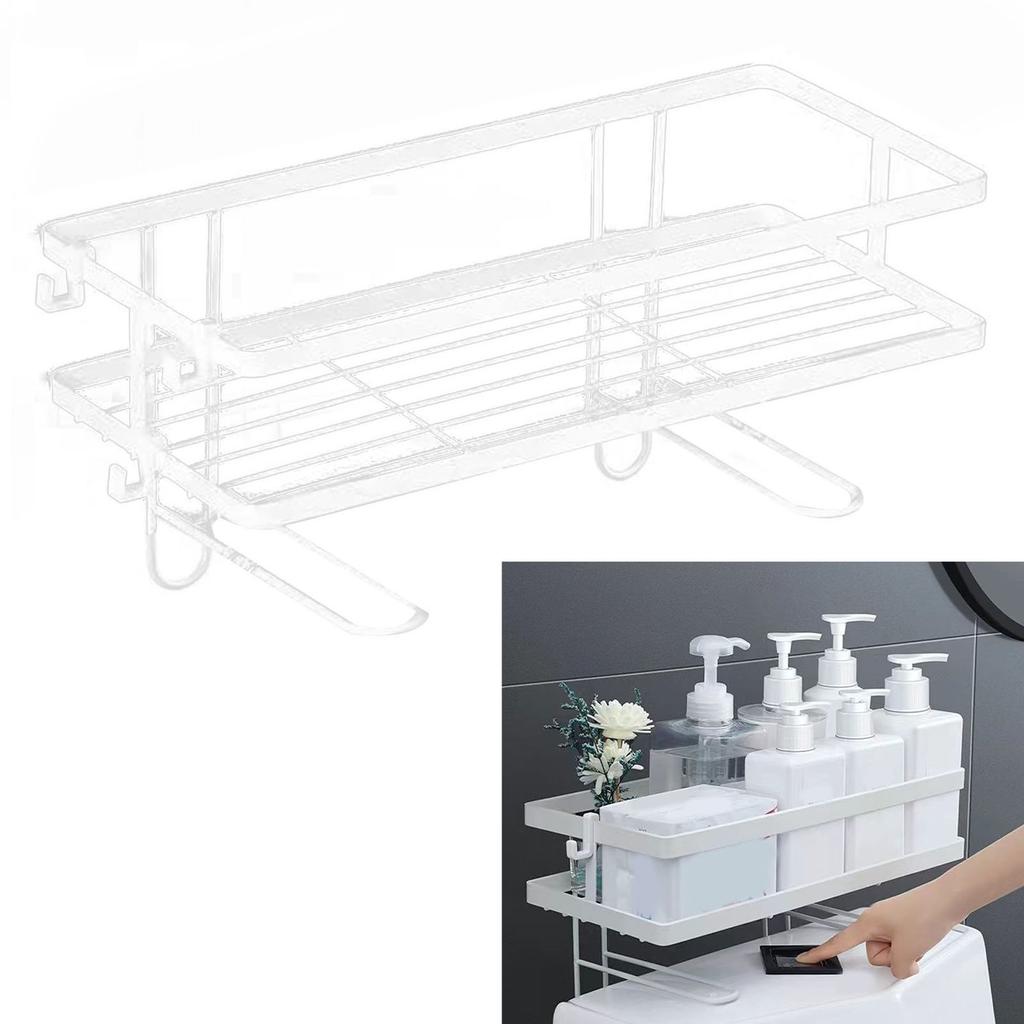 Toilet Shelf Thickening Waterproof Large Capacity Nail Free Installation Iron Over Toilet Bathroom