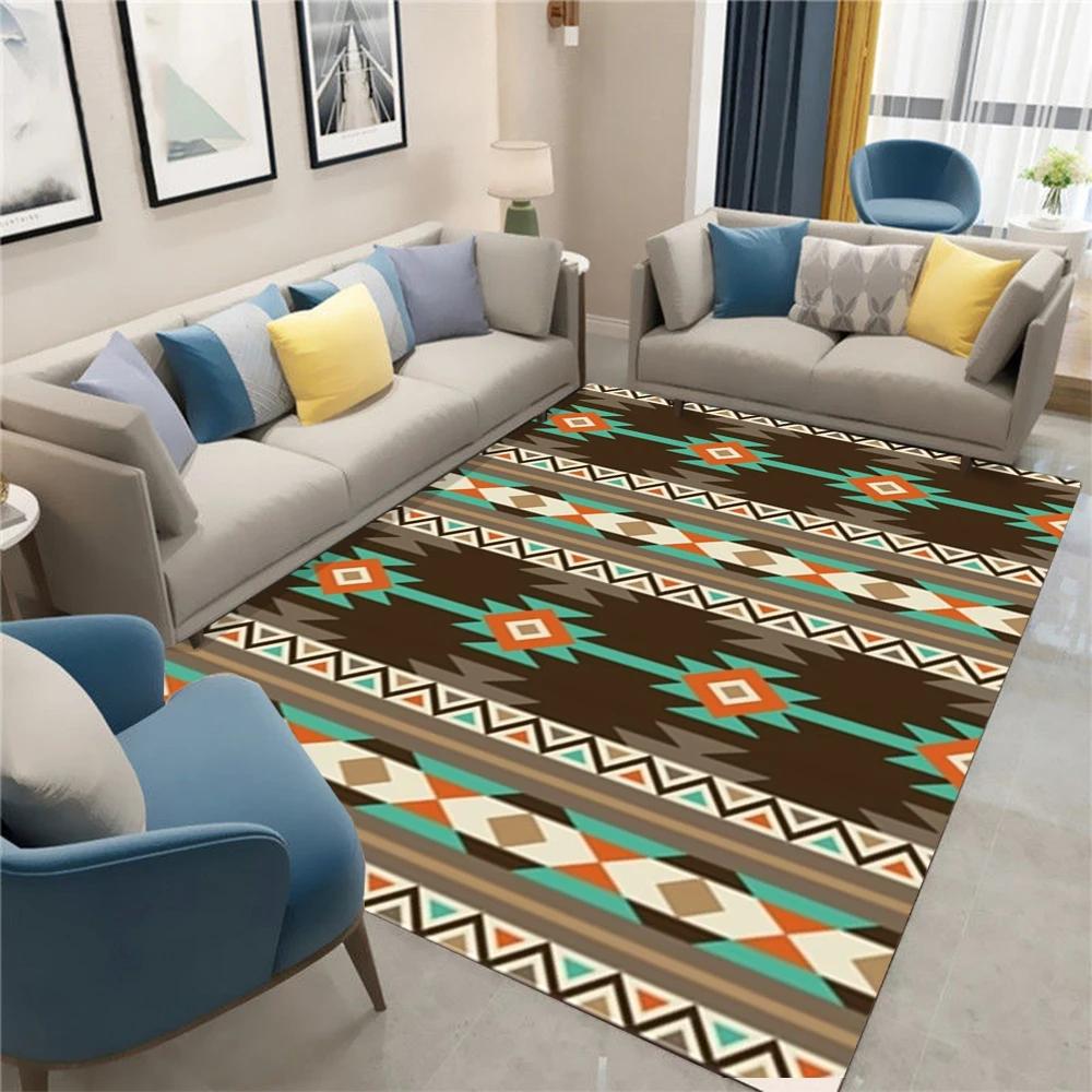 Vintage Böhmischer Ethno-Stil Teppich Wohnzimmer Schlafzimmer Bettseite Arbeitszimmer Eingangstürmatte Rutschfest Heimdekoration Teppich